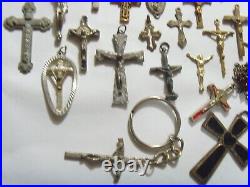 40 antique vintag religious catholic Christian items crosses crucifix lot fv1818