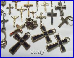 40 antique vintag religious catholic Christian items crosses crucifix lot fv1818