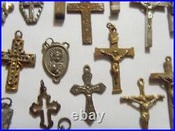 40 antique vintag religious catholic Christian items crosses crucifix lot fv1818