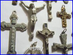 40 antique vintag religious catholic Christian items crosses crucifix lot fv1818