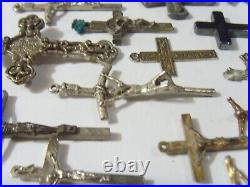 40 antique vintag religious catholic Christian items crosses crucifix lot fv1818