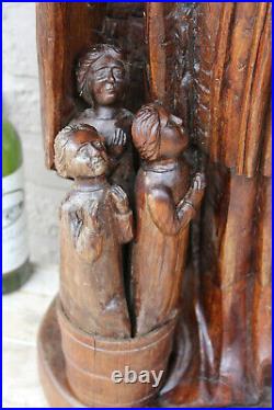 41 Religious Wood carved Saint NICHOLAS Children Statue church rare 1800s