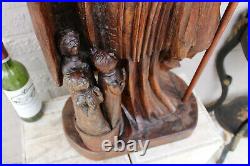 41 Religious Wood carved Saint NICHOLAS Children Statue church rare 1800s