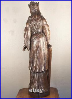 45 Tall Antique Religious Solid Oak Wood Statue/Sculpture of St Cecilia