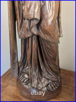 45 Tall Antique Religious Solid Oak Wood Statue/Sculpture of St Cecilia