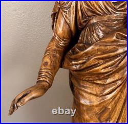 48 1700's Antique Religious Solid Wood Statue/Sculpture of Mother Mary & Jesus