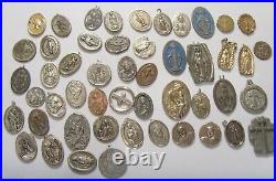 49 antique catholic religious faith assorted collection pendants lot as is 51552