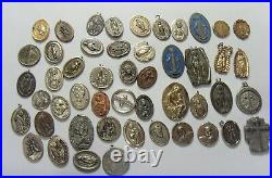 49 antique catholic religious faith assorted collection pendants lot as is 51552