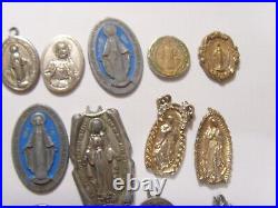 49 antique catholic religious faith assorted collection pendants lot as is 51552