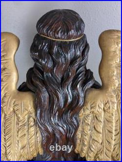 57 Tall Antique Gothic Religious Angel Pulpit/Lectern/Statue in Gilded Oak Wood