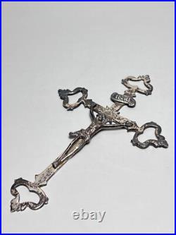 7 Antique French Sterling Silver Wall Crucifix Jesus Christ Cross Religious 7 Antique French Sterling Silver Wall Crucifix Jesus Christ Cross Religious