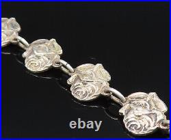 925 Silver Vintage Antique Religious Rose Flower & Saints Bracelet BT9489