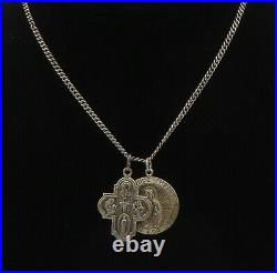 925 Sterling Silver Vintage Antique Religious Cross Chain Necklace NE3439