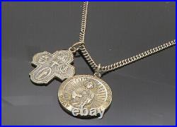925 Sterling Silver Vintage Antique Religious Cross Chain Necklace NE3439