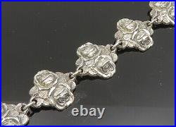 925 Sterling Silver Vintage Antique Religious Prayer Chain Bracelet BT8019
