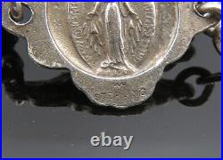 925 Sterling Silver Vintage Antique Religious Prayer Chain Bracelet BT8019
