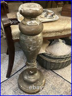 AAFA Antique Primitive Wood & Gesso Plinth Religious Stand Very Old C. 1800s