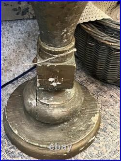 AAFA Antique Primitive Wood & Gesso Plinth Religious Stand Very Old C. 1800s