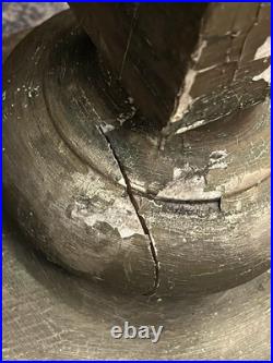 AAFA Antique Primitive Wood & Gesso Plinth Religious Stand Very Old C. 1800s