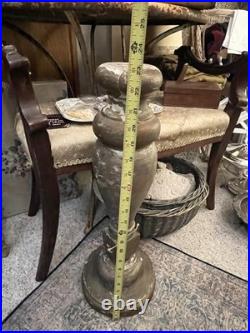 AAFA Antique Primitive Wood & Gesso Plinth Religious Stand Very Old C. 1800s