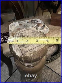 AAFA Antique Primitive Wood & Gesso Plinth Religious Stand Very Old C. 1800s