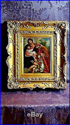 ANTIQUE 17c ITALIAN OLD MASTER OIL ON COPPER VIRGIN MARY&CHILD TO St. FRANCIS