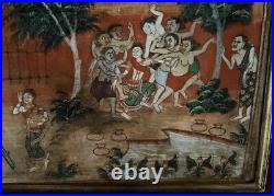 ANTIQUE 1800's TIBETAN Thangka PAINTING Asian Buddhist Religious Art