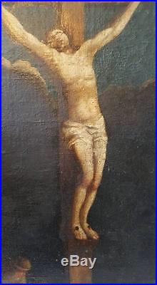ANTIQUE 18c OIL PAINTING OF THE CRUCIFIXION
