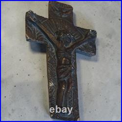 ANTIQUE 18th C. RELIGIOUS RELIC CRUCIFIX POTTERY CROSS