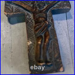 ANTIQUE 18th C. RELIGIOUS RELIC CRUCIFIX POTTERY CROSS