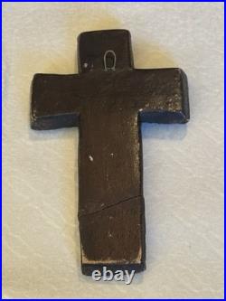 ANTIQUE 18th C. RELIGIOUS RELIC CRUCIFIX POTTERY CROSS