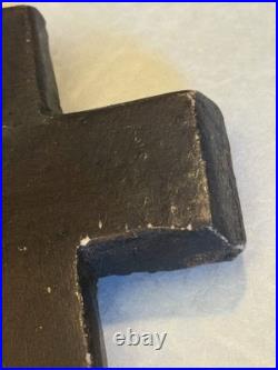 ANTIQUE 18th C. RELIGIOUS RELIC CRUCIFIX POTTERY CROSS