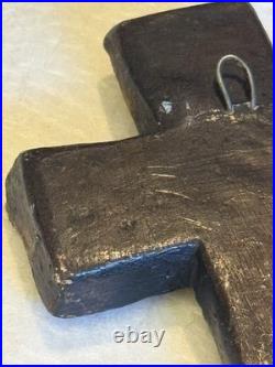 ANTIQUE 18th C. RELIGIOUS RELIC CRUCIFIX POTTERY CROSS