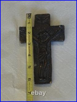 ANTIQUE 18th C. RELIGIOUS RELIC CRUCIFIX POTTERY CROSS