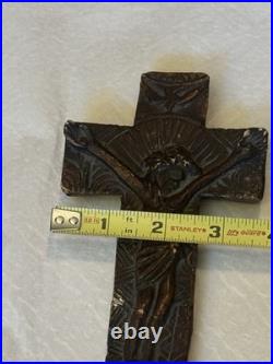 ANTIQUE 18th C. RELIGIOUS RELIC CRUCIFIX POTTERY CROSS