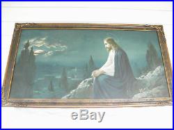 ANTIQUE 30's ART DECO CHRIST ON THE MOUNT of OLIVES by GIOVANNI RELIGIOUS JESUS