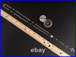 ANTIQUE 75 YR OLD EURO SILVER FILIGREE ROSARY & HINGED FILIGEE BOX 26gm 15L