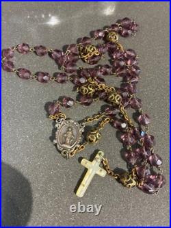 ANTIQUE ART DECO CZECH ITALIAN RELIGIOUS CATHOLIC ROSARY BEADS 1920s