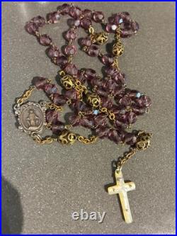 ANTIQUE ART DECO CZECH ITALIAN RELIGIOUS CATHOLIC ROSARY BEADS 1920s