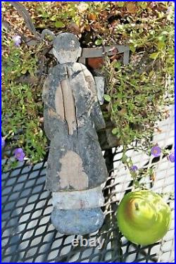 ANTIQUE CARVED WOOD POLYCHROME SANTOS Religious Folk Art Statue Saint #5