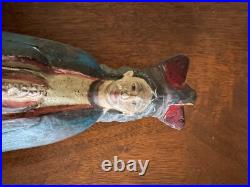 ANTIQUE CARVED WOOD RELIGIOUS STATUE 9 x 3 x 3 INCHES