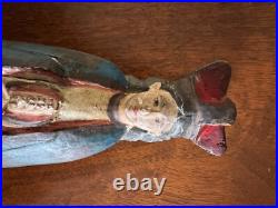 ANTIQUE CARVED WOOD RELIGIOUS STATUE 9 x 3 x 3 INCHES