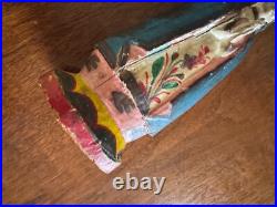 ANTIQUE CARVED WOOD RELIGIOUS STATUE 9 x 3 x 3 INCHES
