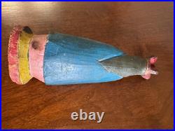 ANTIQUE CARVED WOOD RELIGIOUS STATUE 9 x 3 x 3 INCHES