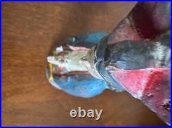 ANTIQUE CARVED WOOD RELIGIOUS STATUE 9 x 3 x 3 INCHES
