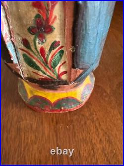 ANTIQUE CARVED WOOD RELIGIOUS STATUE 9 x 3 x 3 INCHES