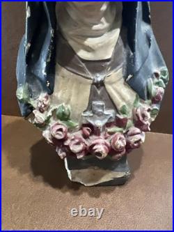 ANTIQUE CATHOLIC CHALKWARE Religious Bust St Teresa