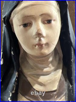 ANTIQUE CATHOLIC CHALKWARE Religious Bust St Teresa ANTIQUE CATHOLIC CHALKWARE Religious Bust St Teresa