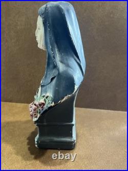 ANTIQUE CATHOLIC CHALKWARE Religious Bust St Teresa