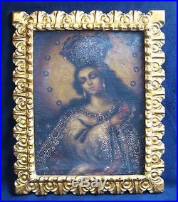 ANTIQUE COLONIAL RELIGIOUS OIL PAINTING 19thC